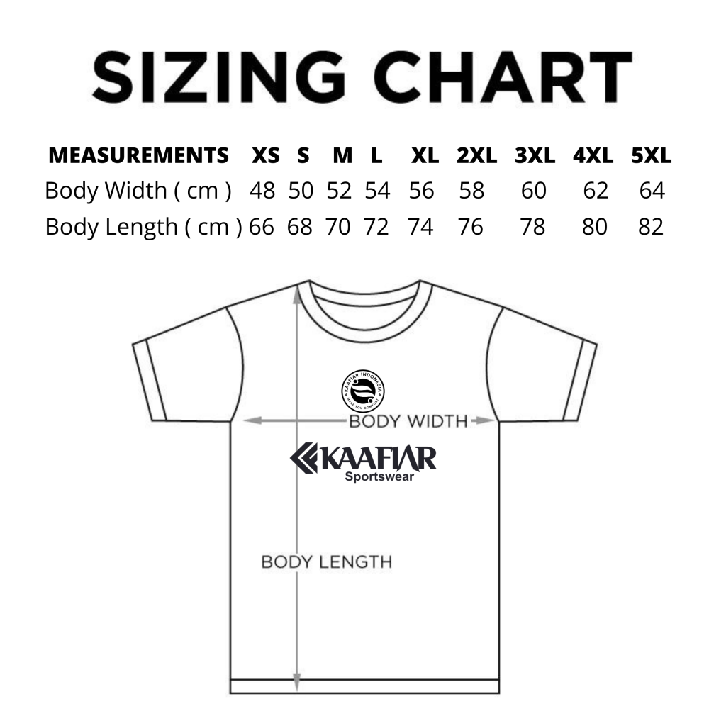 kaafiar size chart
